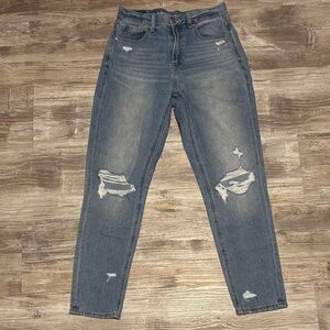 American Eagle Outfitters Distressed Blue Straight Leg Jeans